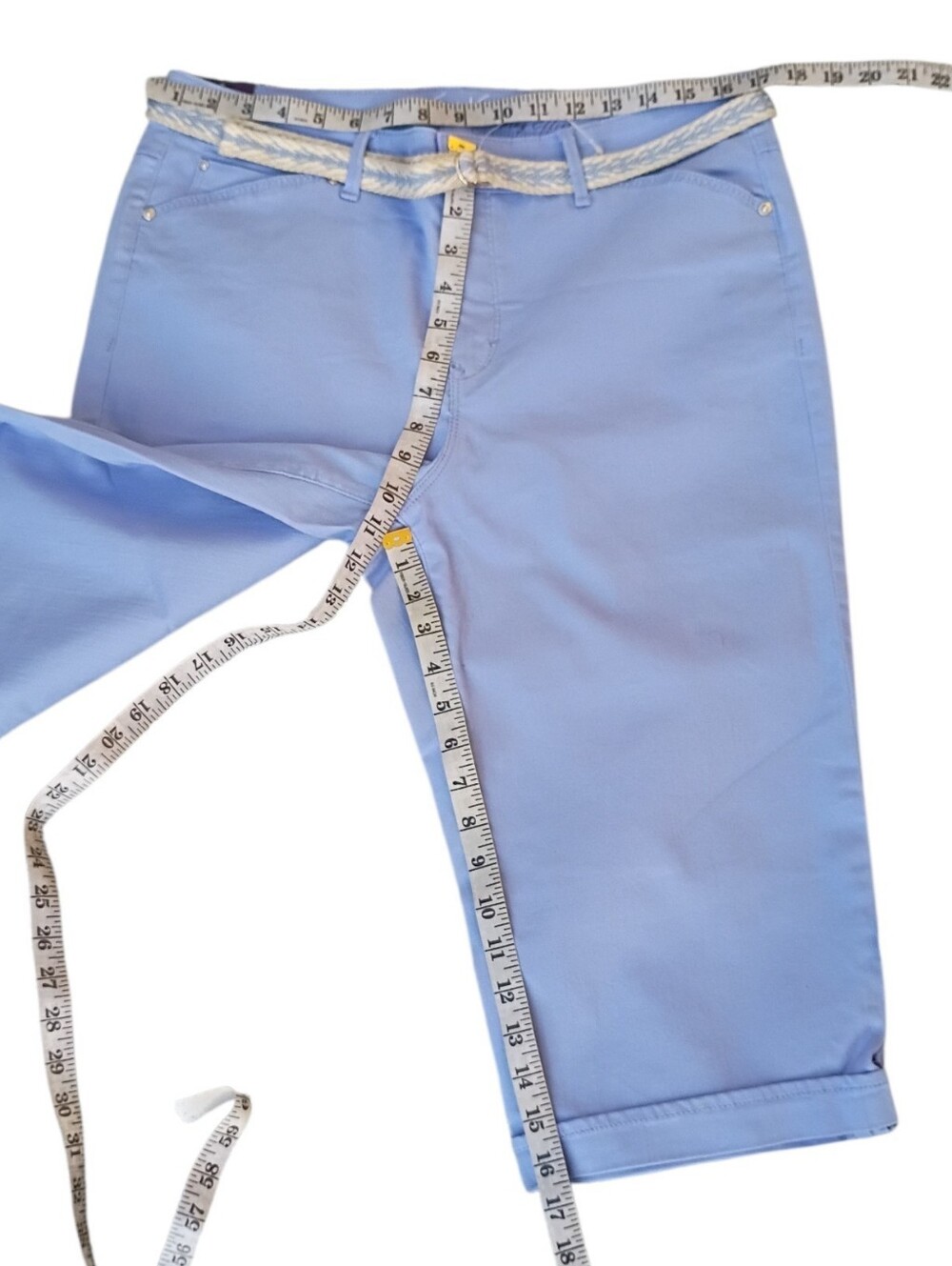 Gloria Vanderbilt Belted Blue Cropped Cuffed Jeans/Pants sz 12 NEW - Picture 9 of 9